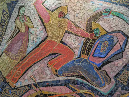 La mosaïque de Enlik et Kebek : une pièce maîtresse de l'art soviétique à Almaty