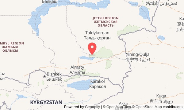 Carte du point de départ (44.00000, 78.00000)